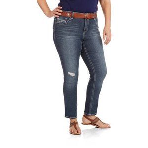 FADED Glory mid rise straight leg plus size Embellished dark wash jeans size 18W